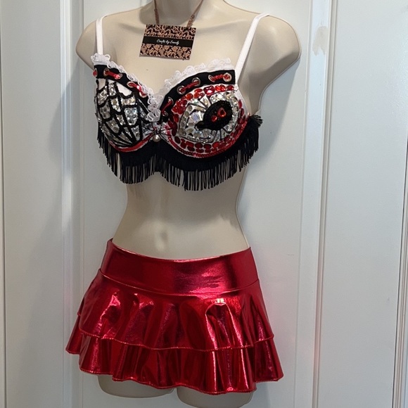 Red Mini Rave Skirt - Picture 5 of 12